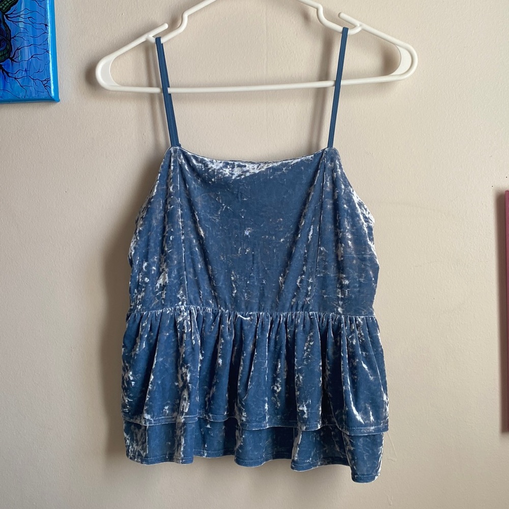 AE crinkled velvet peplum top